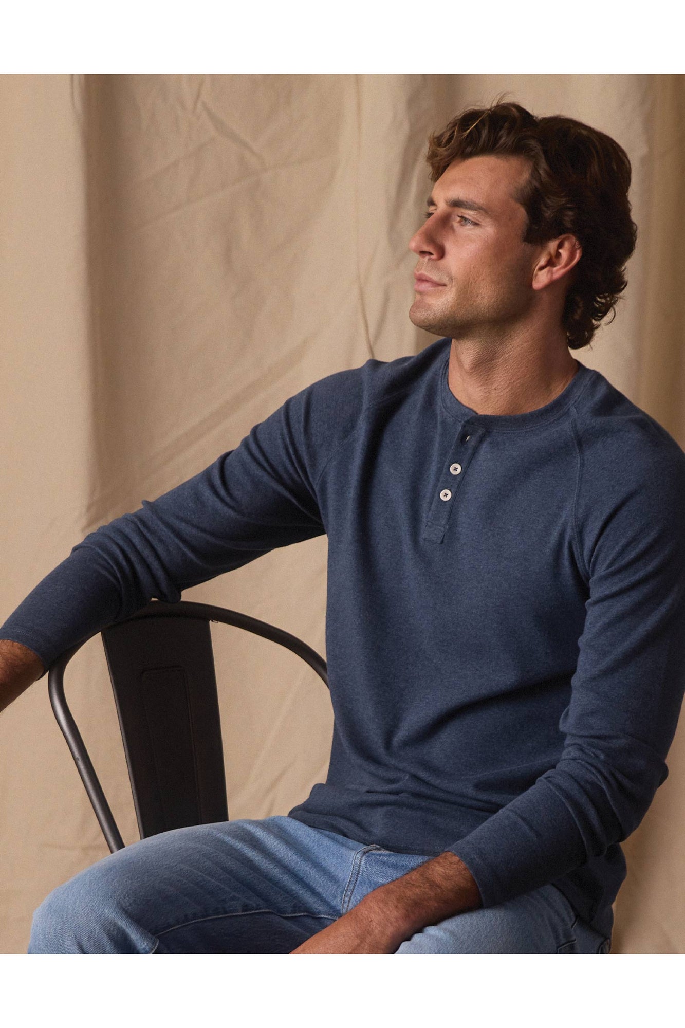Men | Puremeso Everyday Henley | Indigo Blue