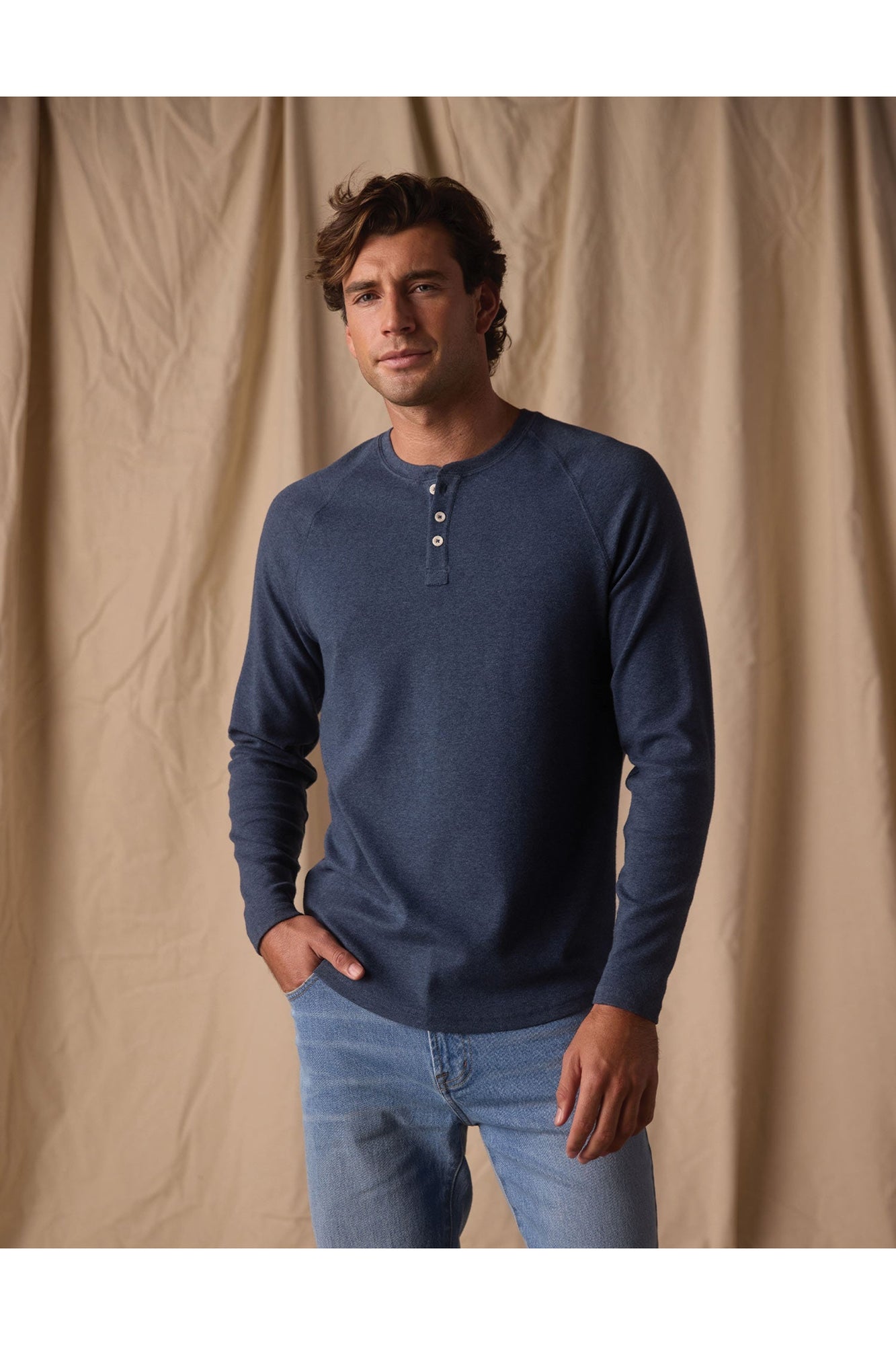 Men | Puremeso Everyday Henley | Indigo Blue