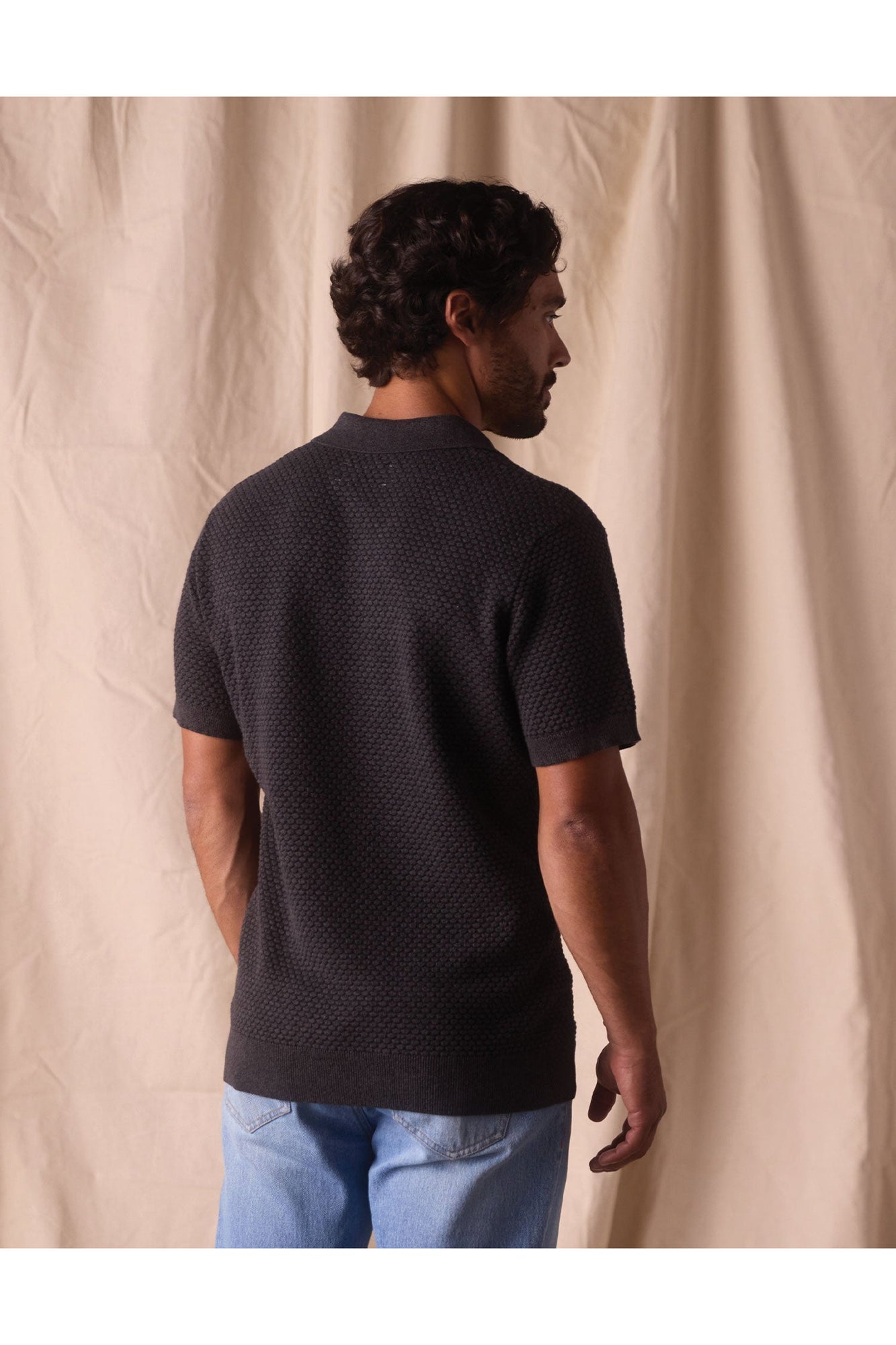 Men | Robles Knit Jacquard Polo | Charcoal