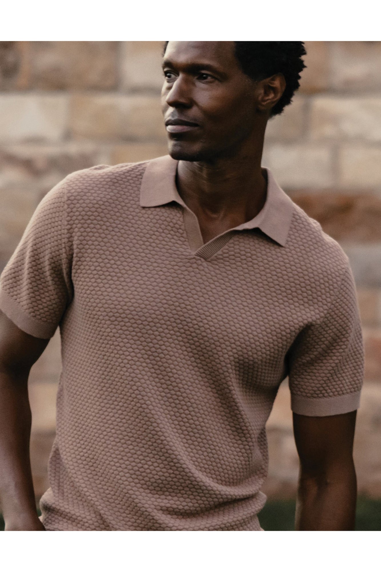 Men | Robles Knit Jacquard Polo | Taupe