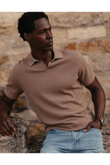 Men | Robles Knit Jacquard Polo | Taupe