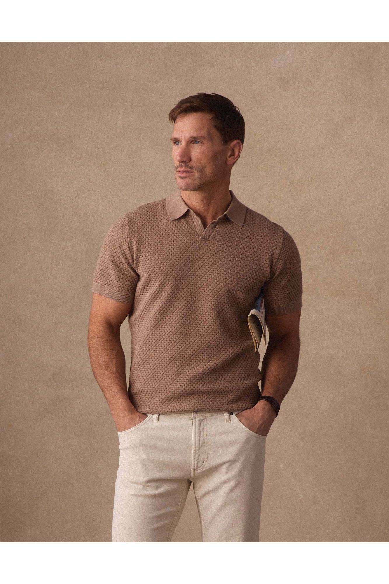 Men | Robles Knit Jacquard Polo | Taupe