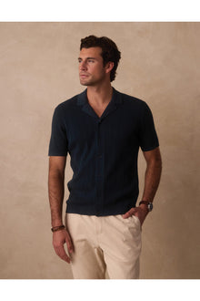 Men | Robles Textured Knit Camp Button Up | Dark Oasis