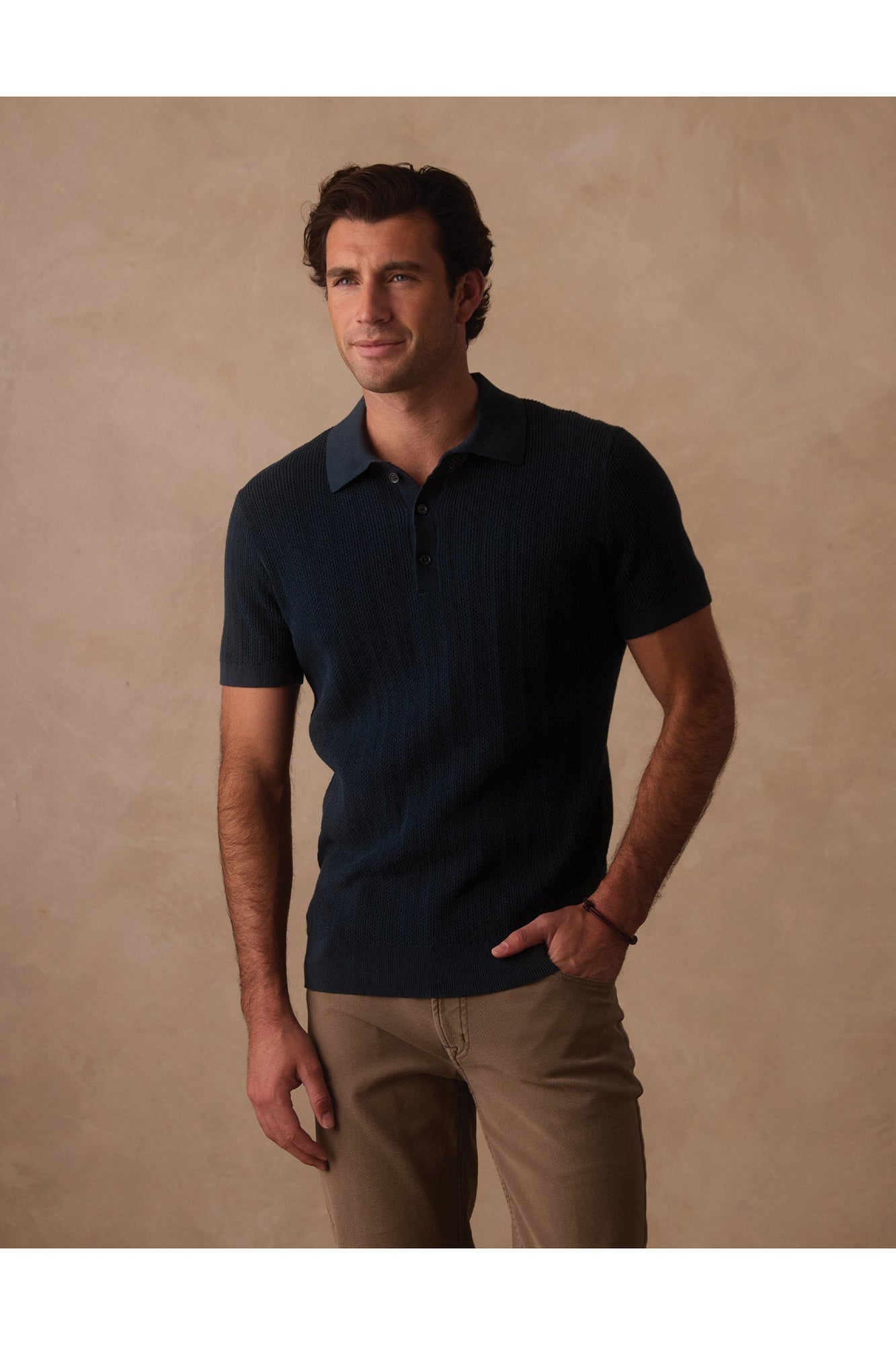 Men | Robles Textured Knit Polo | Dark Oasis