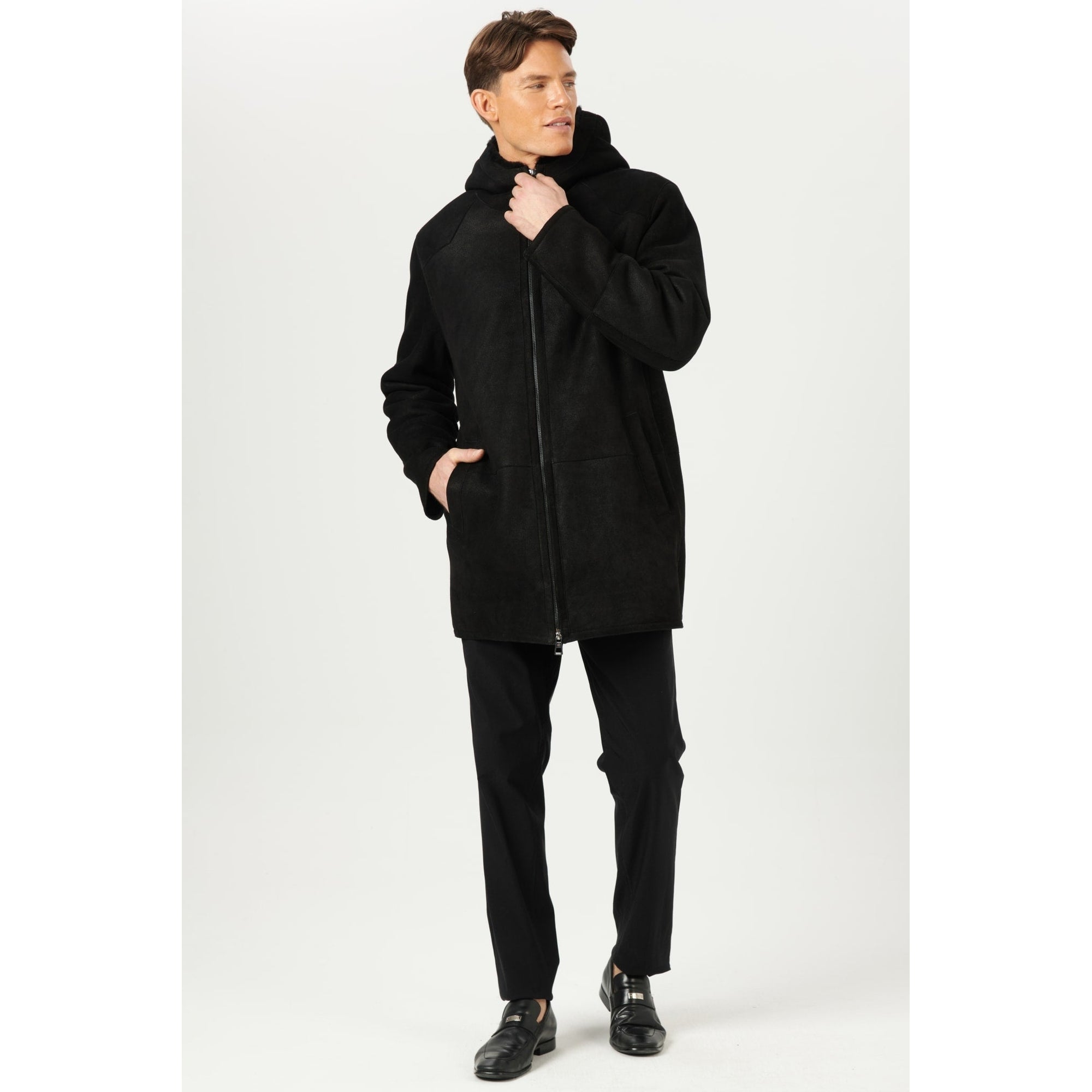 Men | Shearling Lamb Parka | Black