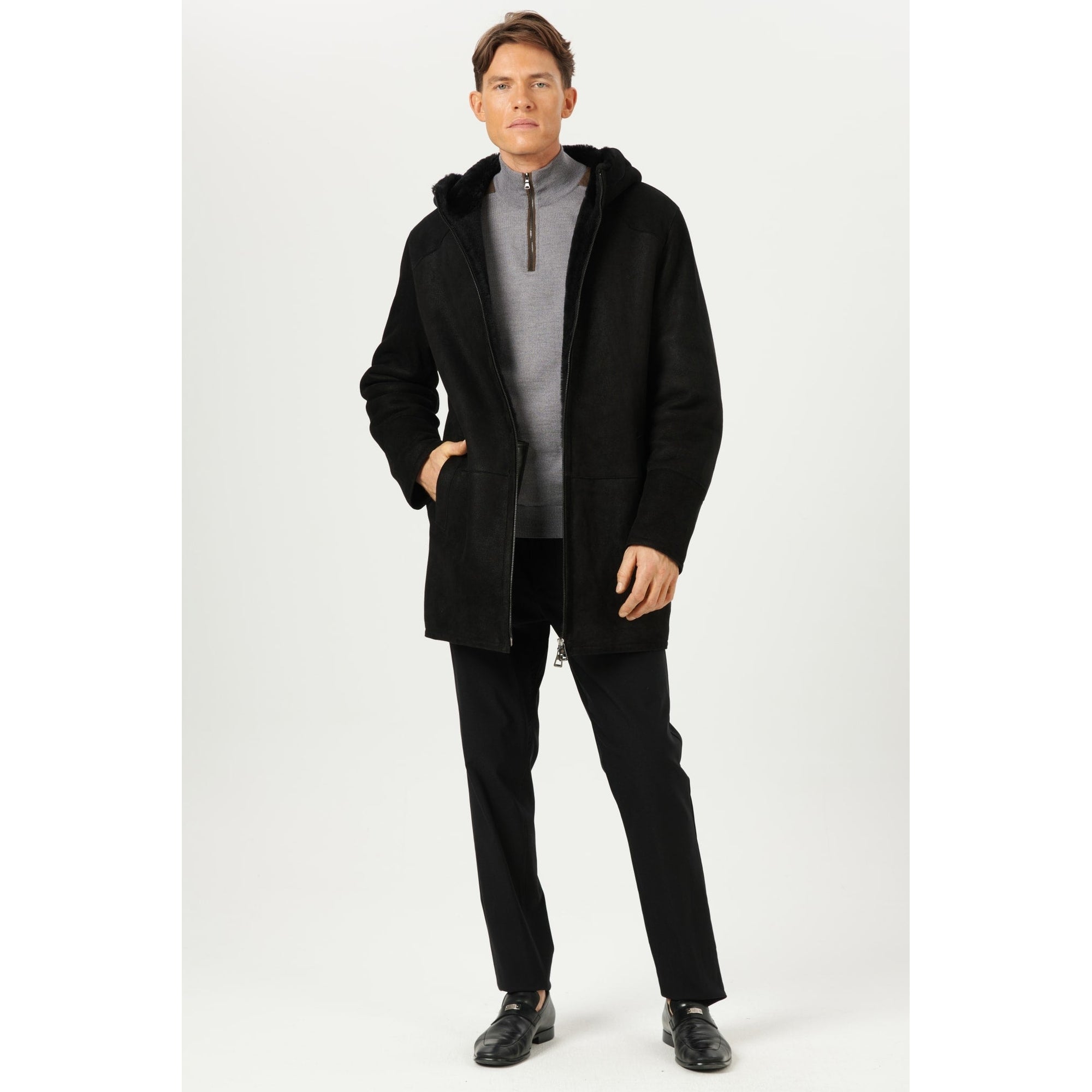 Men | Shearling Lamb Parka | Black