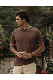 Men | Summer Linen-Blend Knit Tee | Espresso