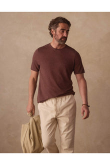 Men | Summer Linen-Blend Knit Tee | Espresso