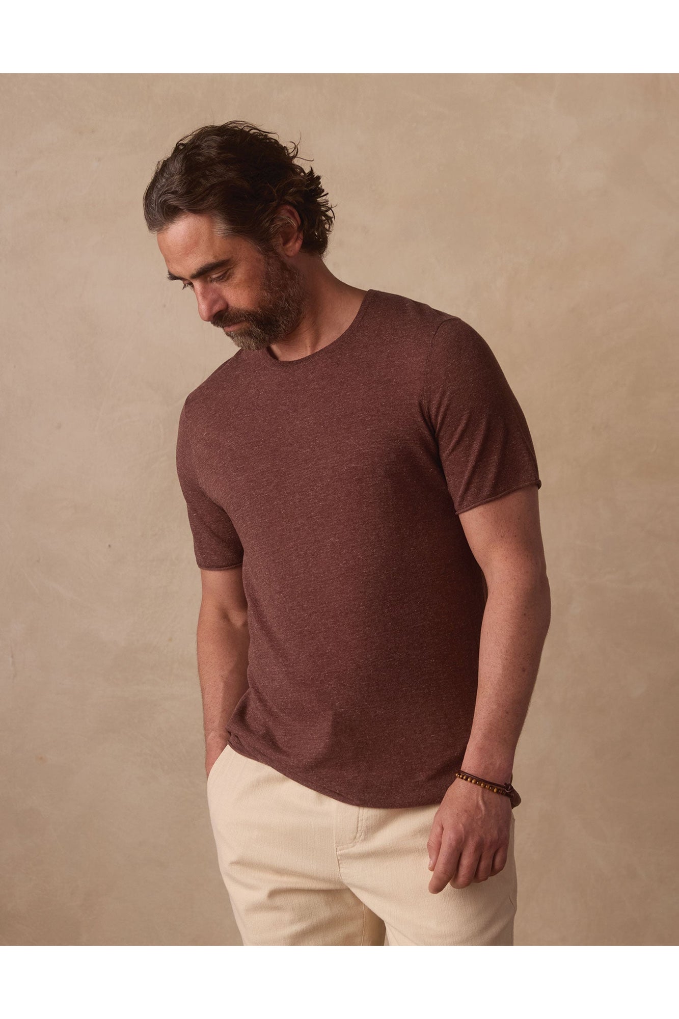 Men | Summer Linen-Blend Knit Tee | Espresso
