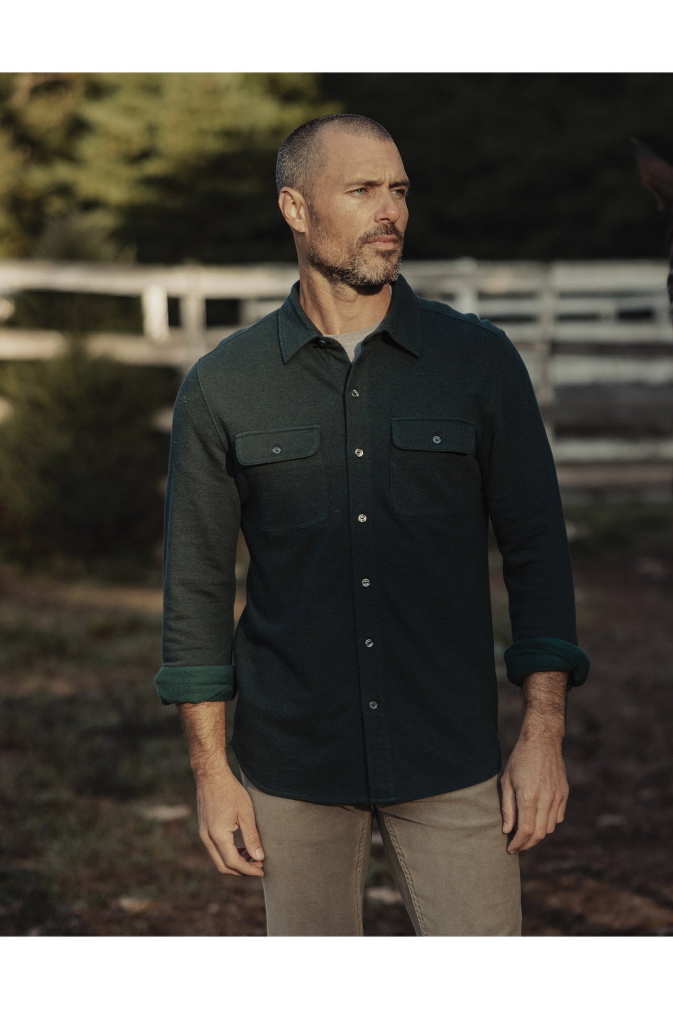Men | Textured Knit Shirt | Emerald