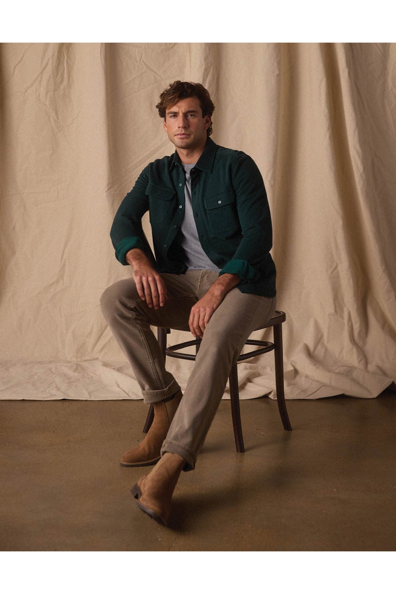Men | Textured Knit Shirt | Emerald