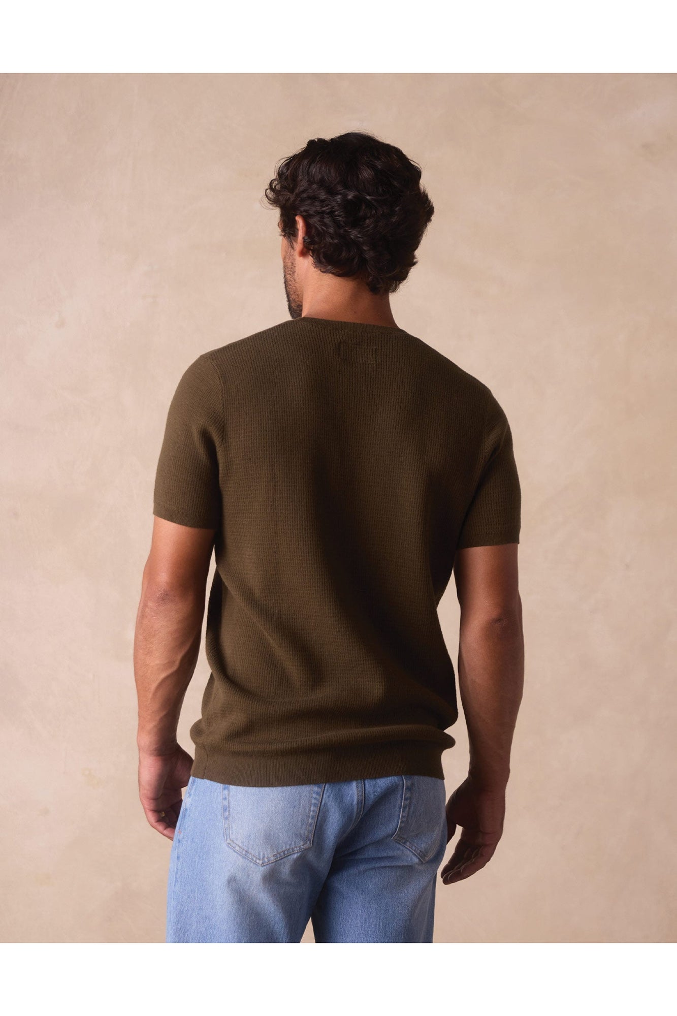 Men | Waffle Knit Sweater Tee | Olive