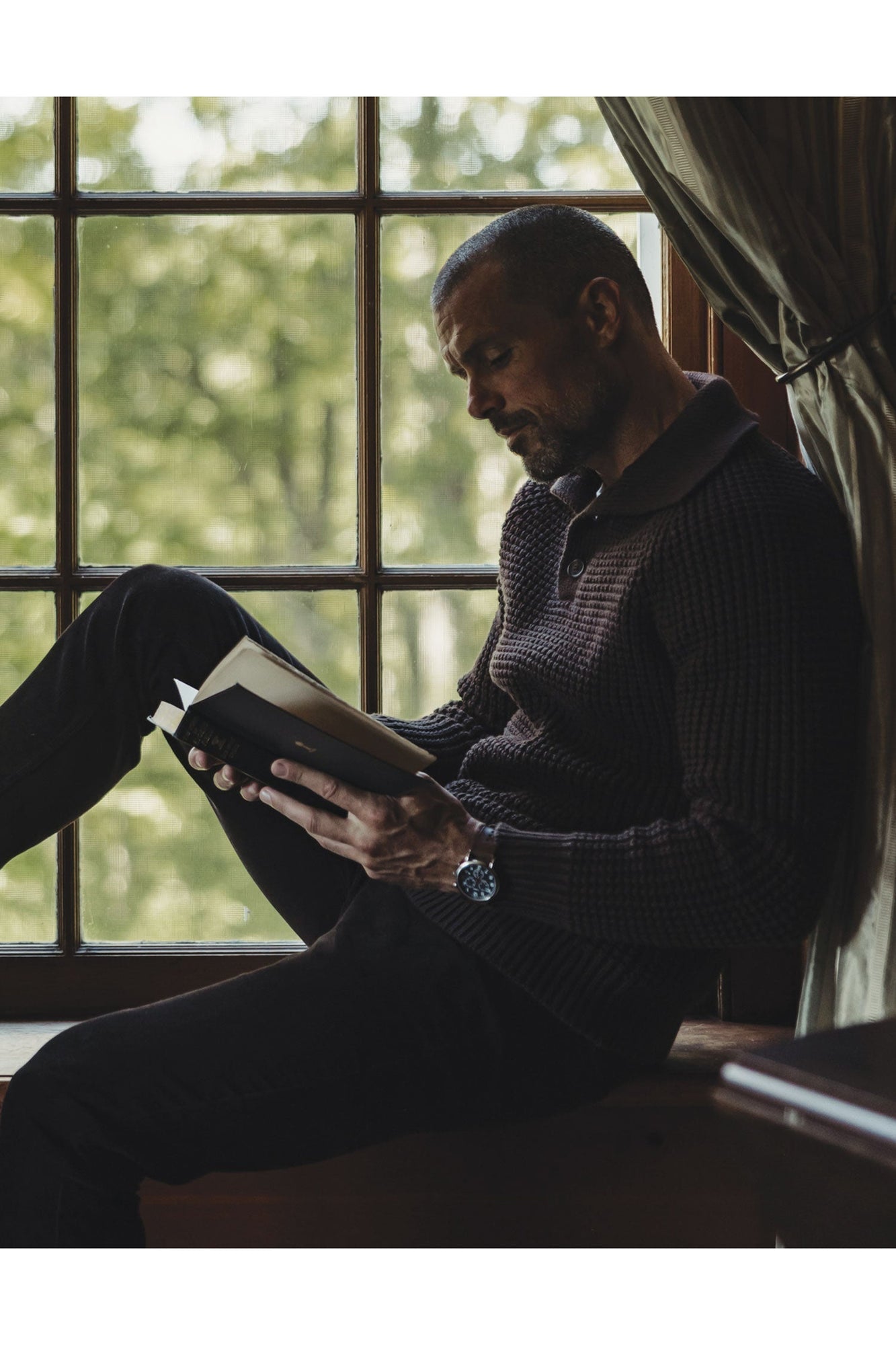 Men | Waffle Sweater Popover | Dark Brown