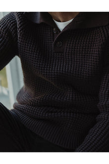 Men | Waffle Sweater Popover | Dark Brown