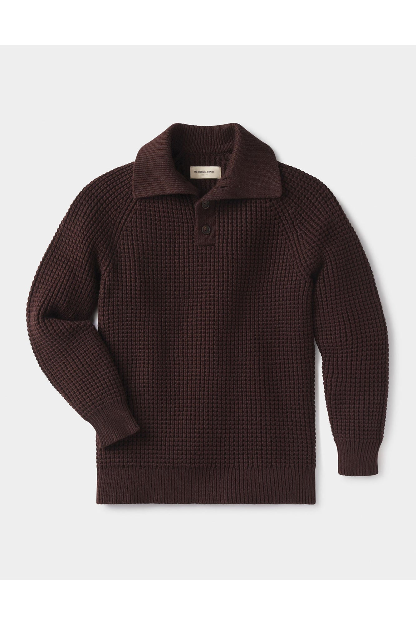 Men | Waffle Sweater Popover | Dark Brown
