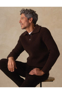 Men | Waffle Sweater Popover | Dark Brown