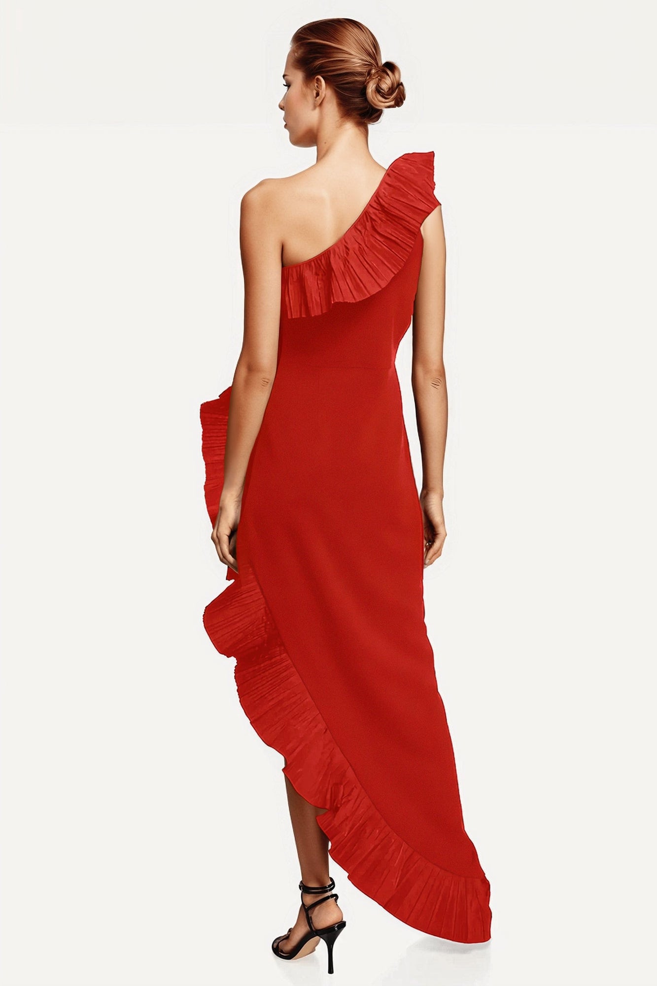 ONE33 SOCIAL | The Mercer Red Pleated Ruffle Gown | Red