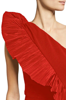 ONE33 SOCIAL | The Mercer Red Pleated Ruffle Gown | Red