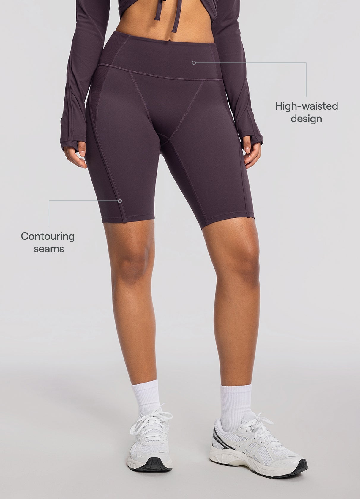 High-Waisted Performance Biker Shorts | Midnight Plum