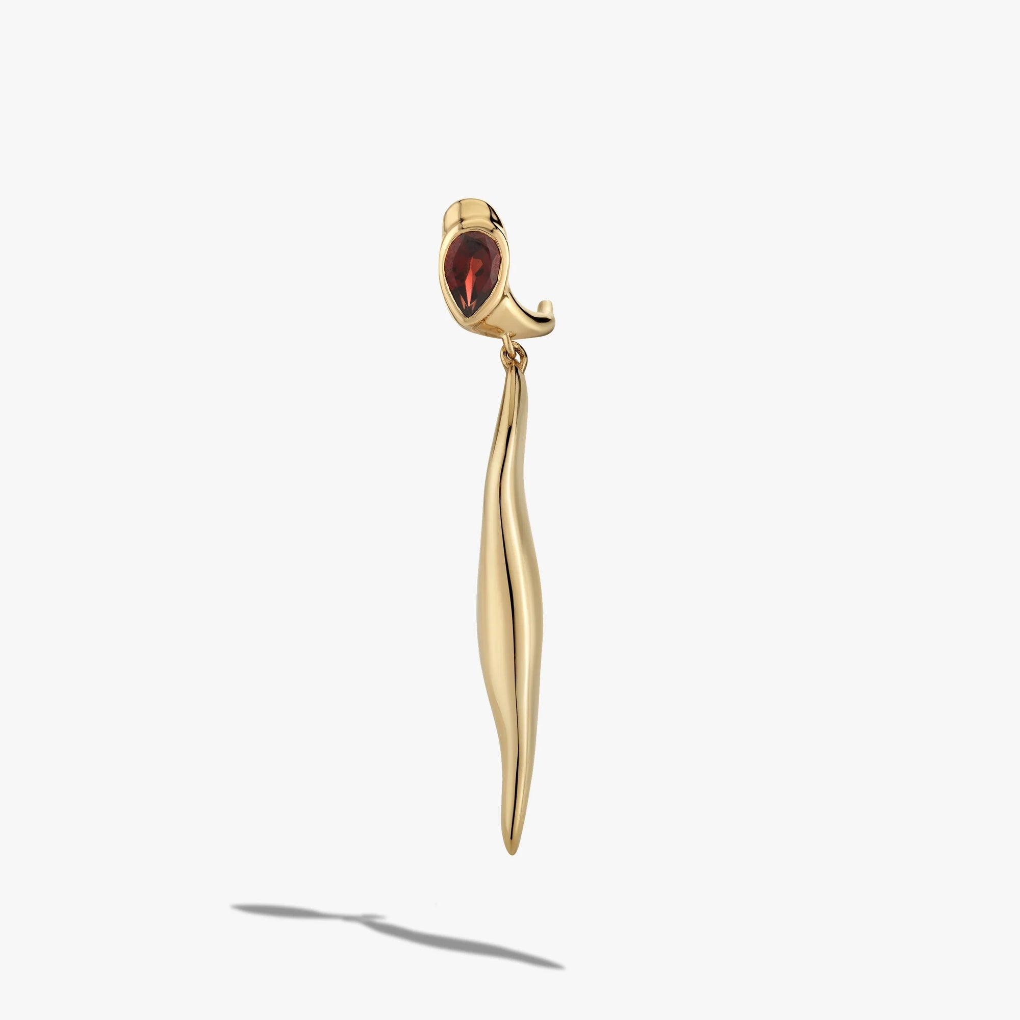 Awe Inspired Earrings 14K Gold Vermeil / Garnet / Single Left [WIP] Molten Gemstone Drop Earrings
