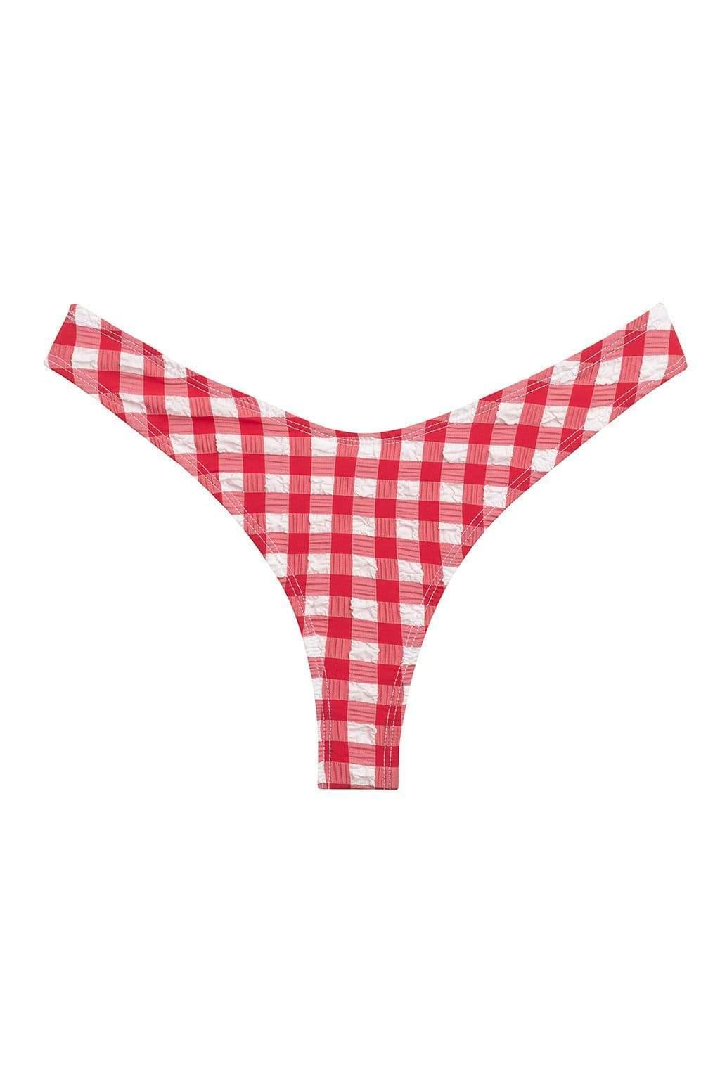 Lulu Zig Zag Stitch Bikini Bottom | Red Gingham