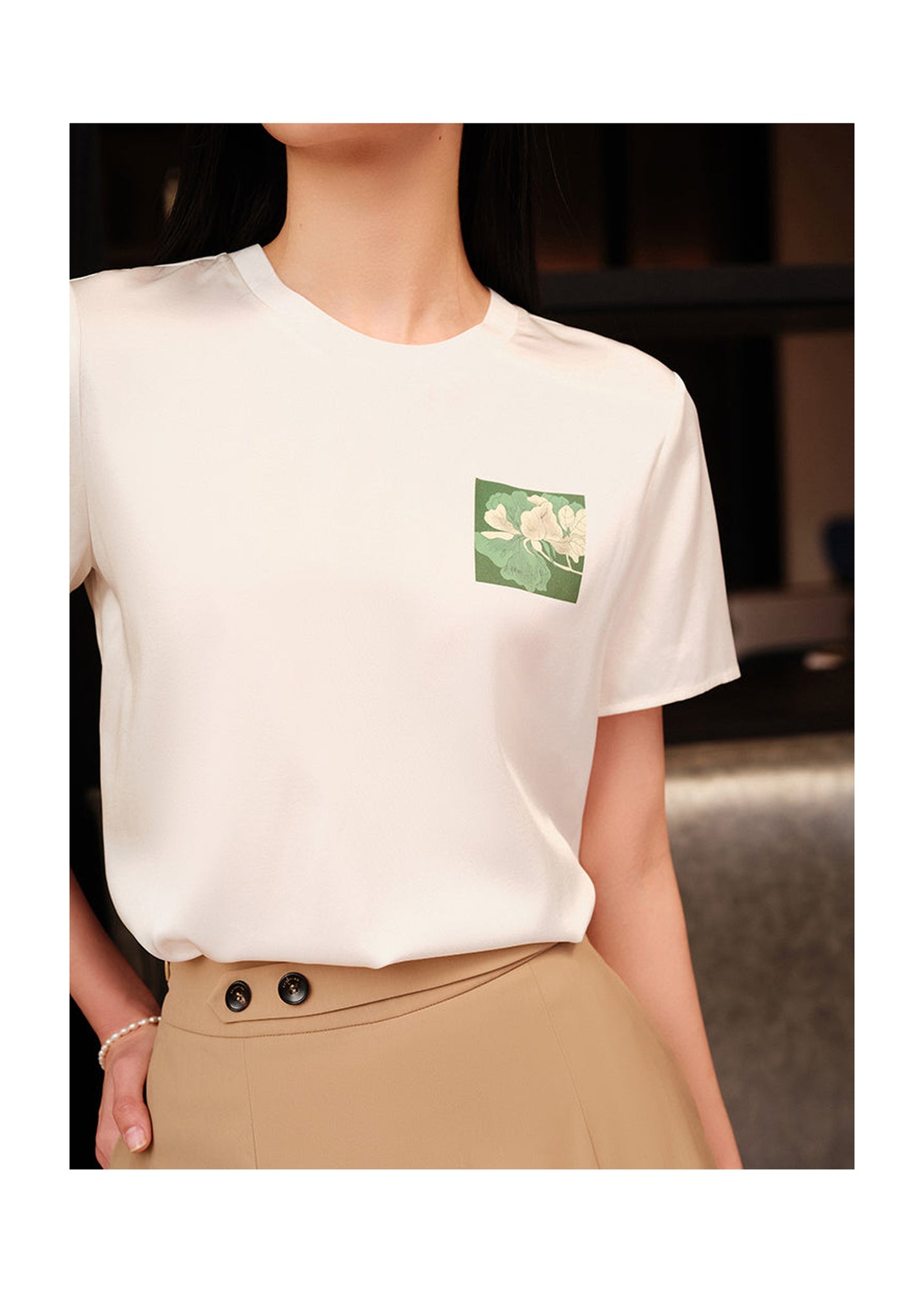 Mulberry Silk T-shirt | White