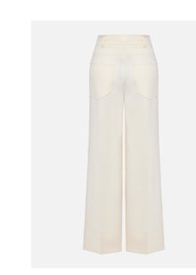 Mulberry Silk Wool Straight Pants | Beige