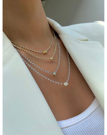 Yellow Diamond and Sapphire Moi et Toi Diamond Tennis Necklace | Yellow Diamond & Blue Sapphire