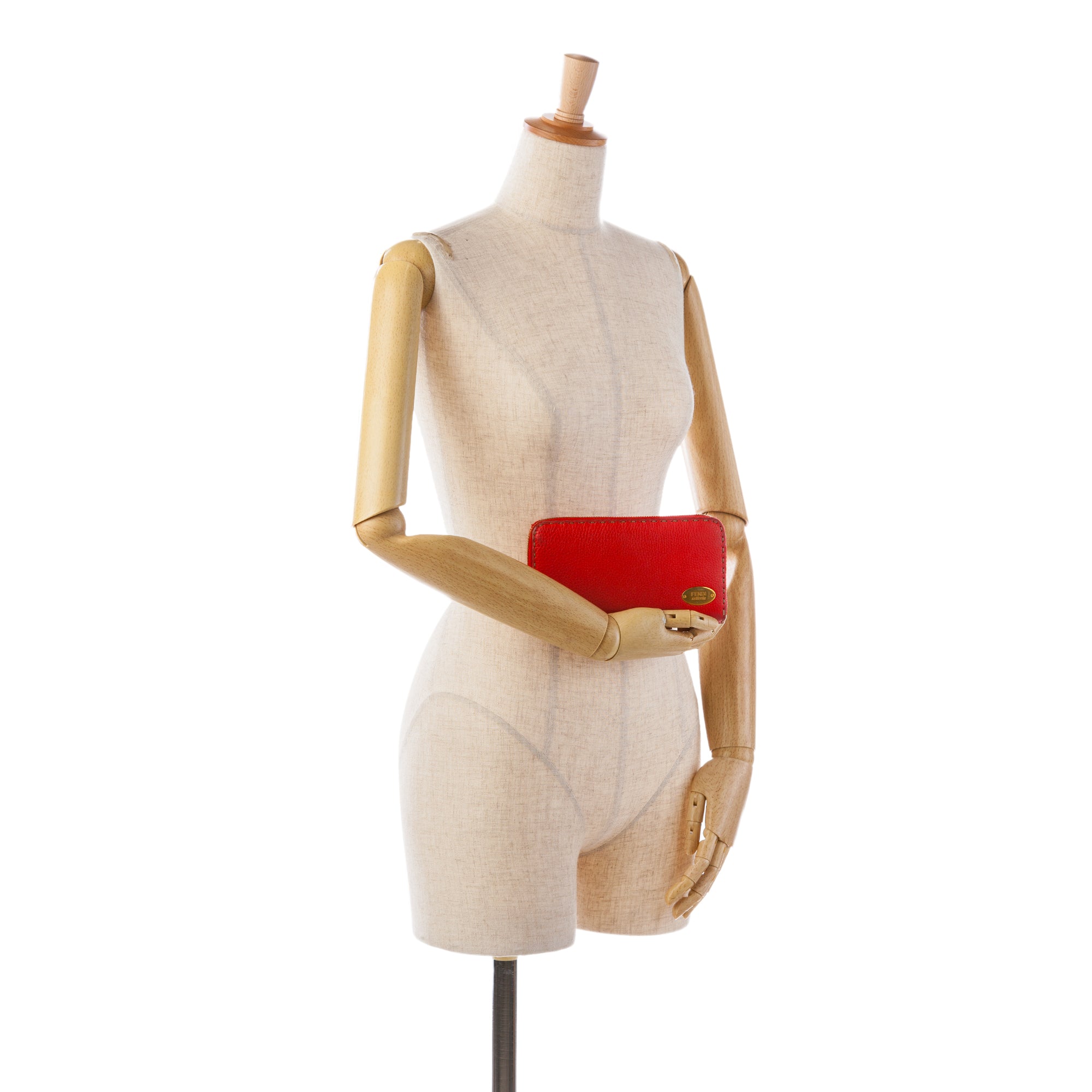 Fendi | Pre-Owned Leather Selleria Zip Around Long Wallet | Red