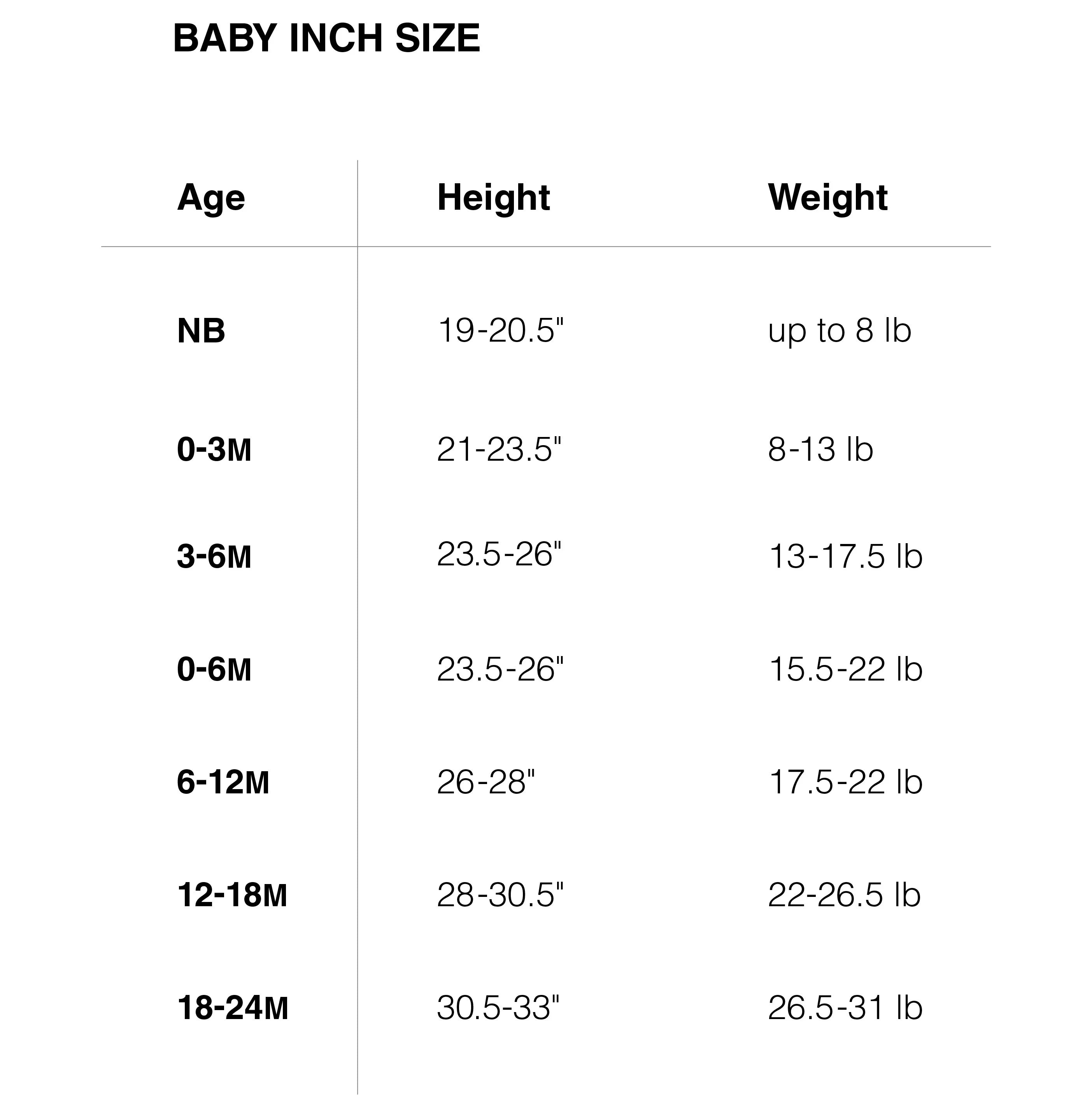 Product size guide