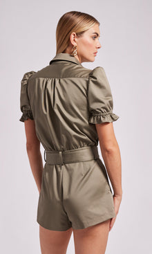 Natalina Gabardine Romper | Olive