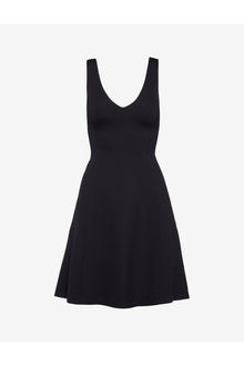 Neoprene V-Neck Founder Dress | Black