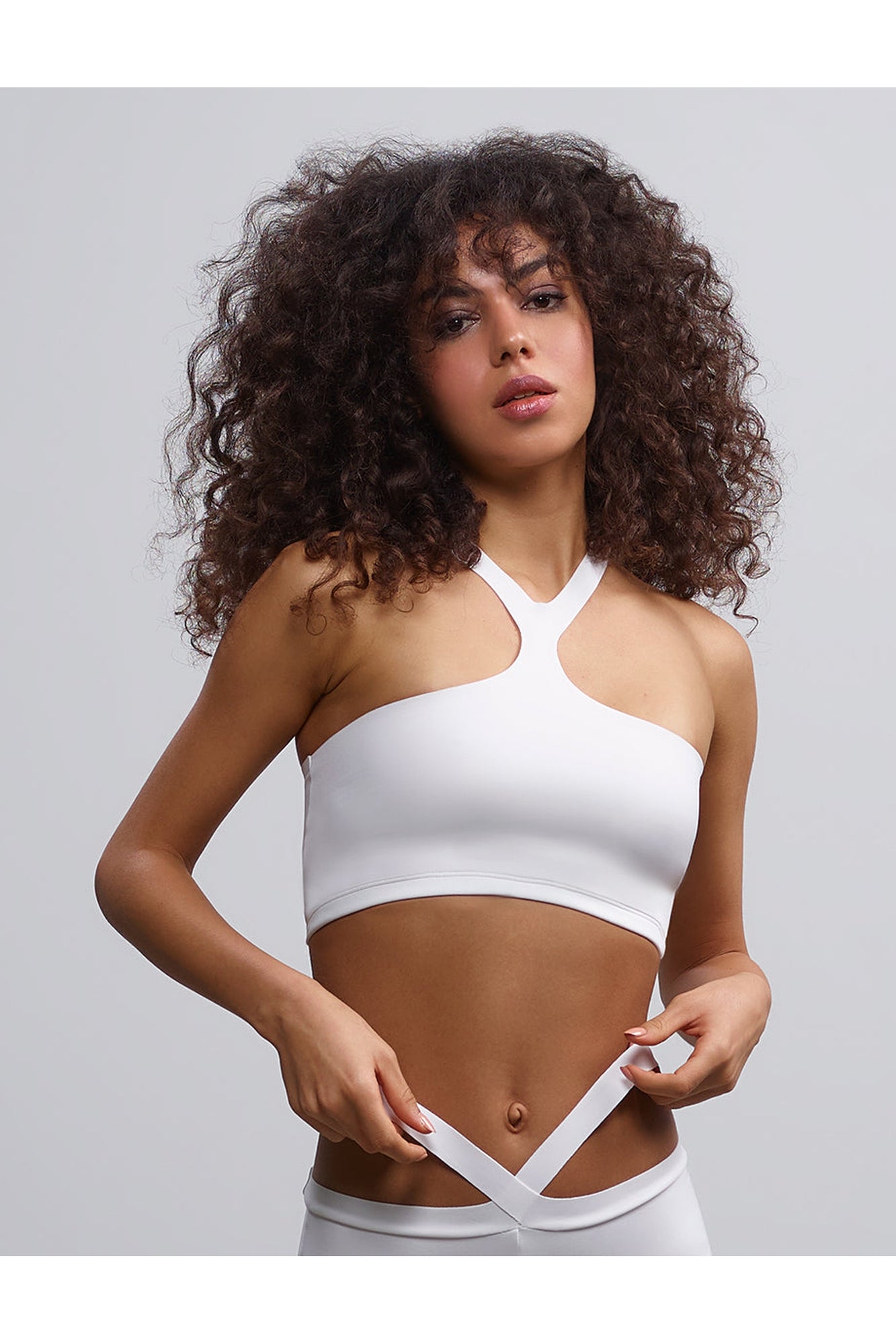 Neoprene Y-Front Crop Top | White