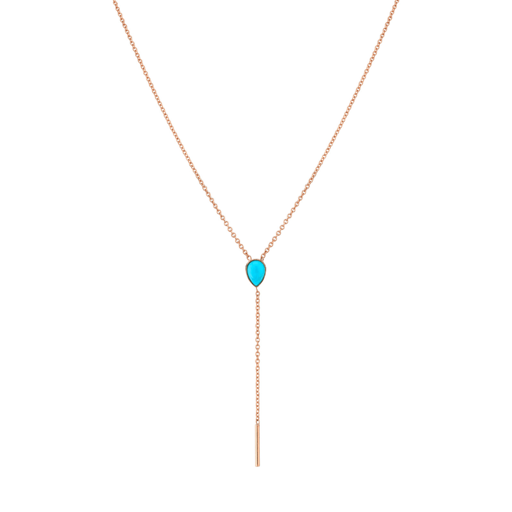 Women | Turquoise Stillwater Lariat | 14k Rose Gold