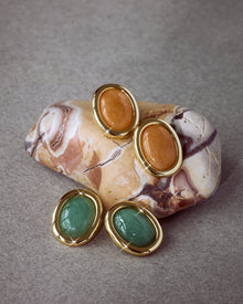 Sunset Stone Studs | Silver | Natural Aventurine