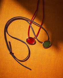 Sunset Stone Cord Necklace | Silver | Natural Aventurine