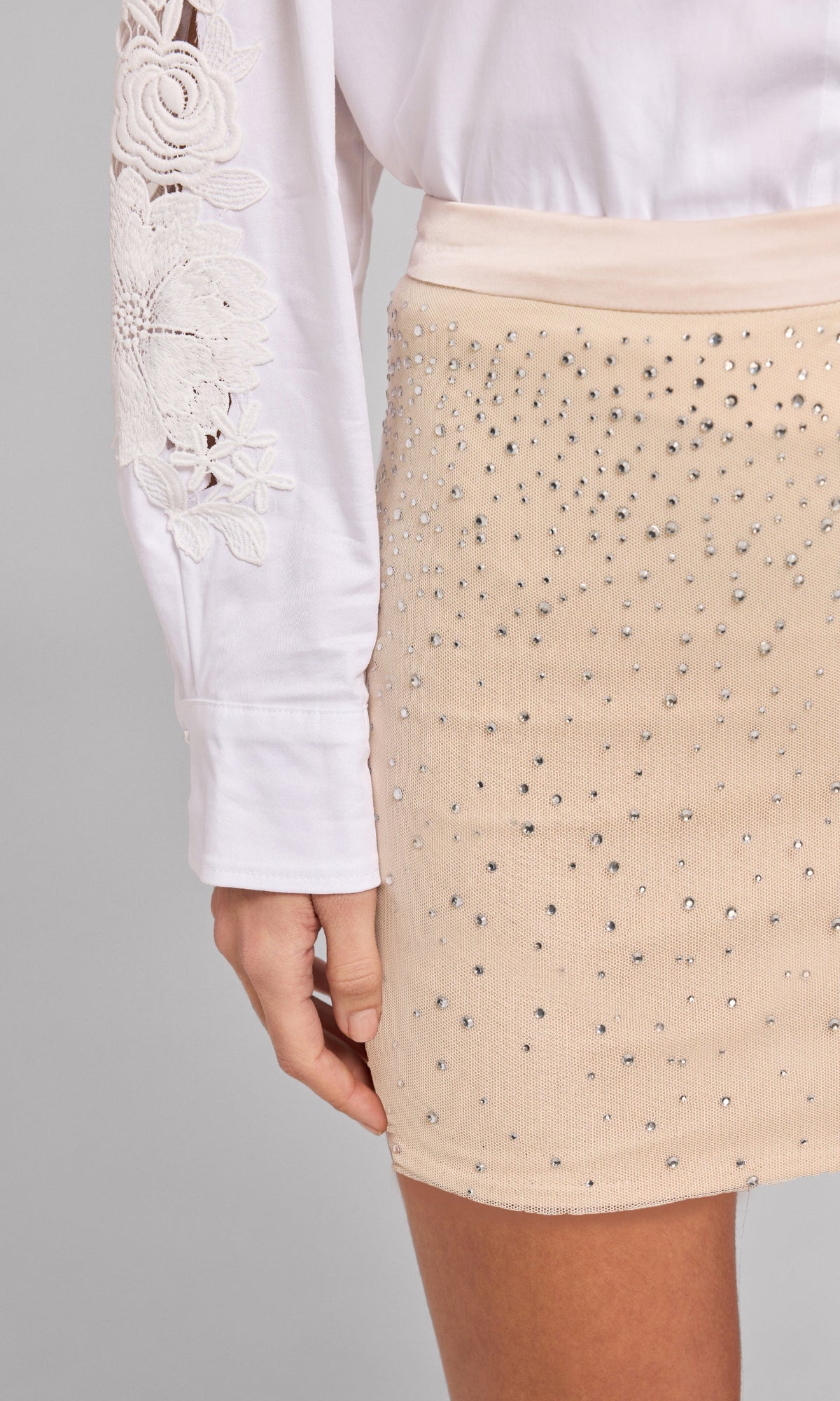 Nina Crystal Skirt | Bare/Clear