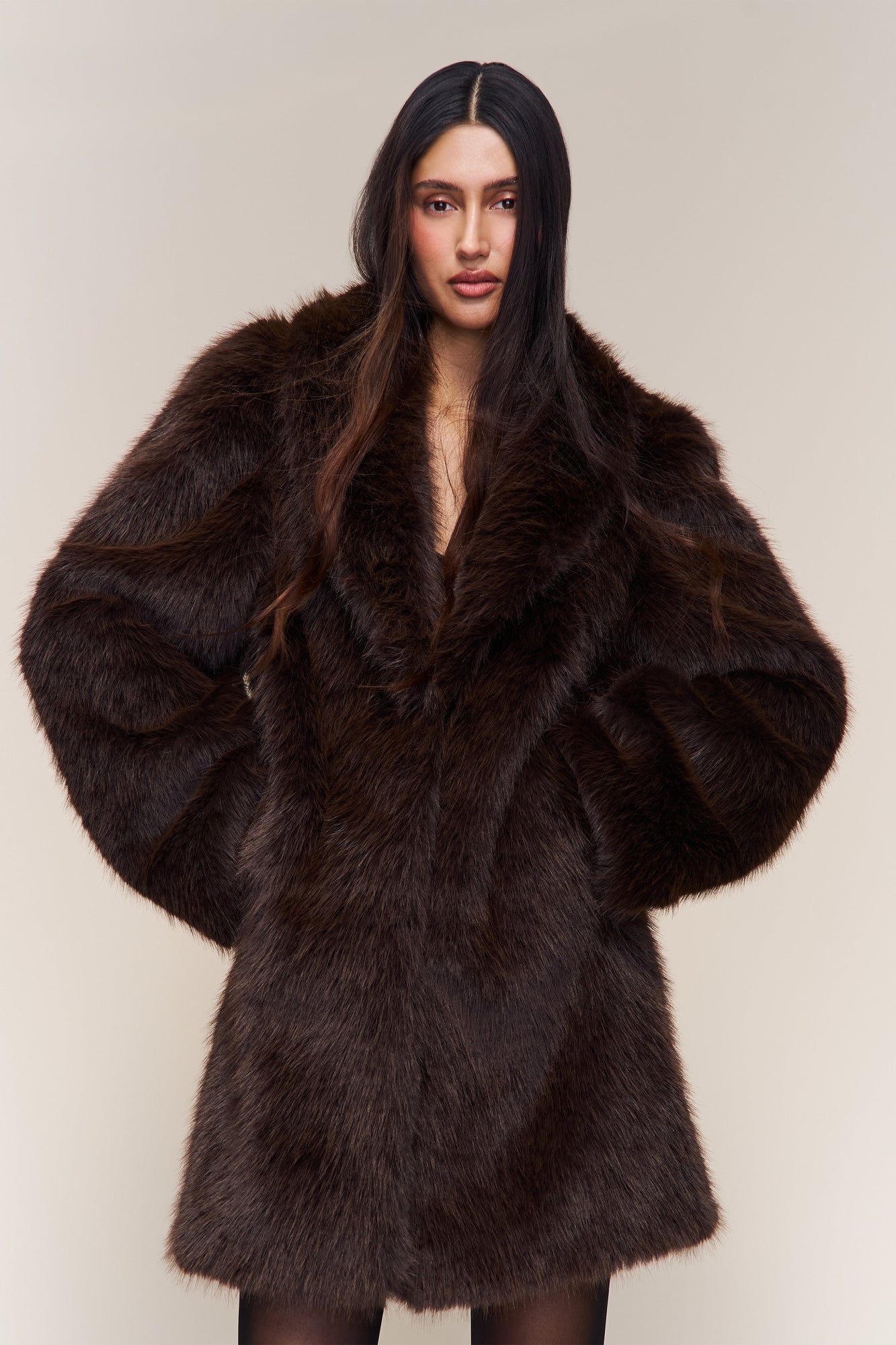 Womens | Roxie Faux Fur Coat | Chocolate
