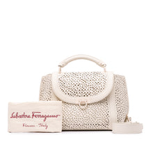 Ferragamo | Pre-Owned Leather Laser Cut Gancini Sofia | White