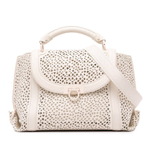 Ferragamo | Pre-Owned Leather Laser Cut Gancini Sofia | White