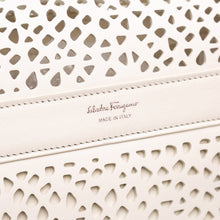 Ferragamo | Pre-Owned Leather Laser Cut Gancini Sofia | White
