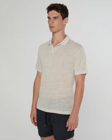 Mens | Shaun Linen Polo | Stone