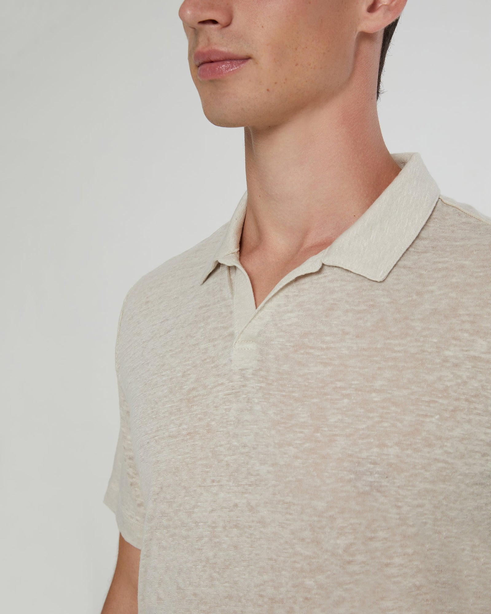Mens | Shaun Linen Polo | Stone