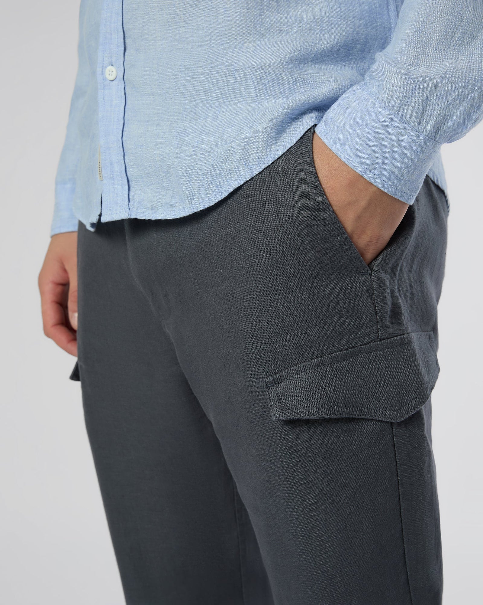 Mens | Linen Cargo Jogger | Gunmetal
