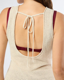 Womens | Linen Knit Scoop Back Mini Dress | Birch