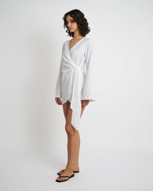 Womens | Air Linen Wrap Dress | White