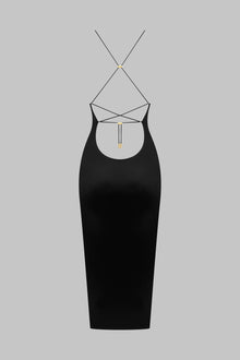 Open Back Midi Dress - French Kiss | Black