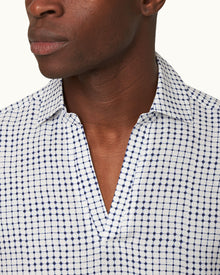 Men | Ridley Linen Shirt | White Sand/Azul Blue