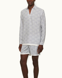 Men | Ridley Linen Shirt | White Sand/Azul Blue
