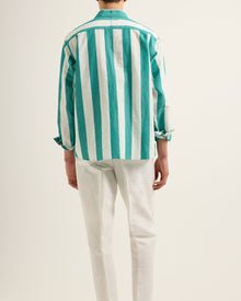 Men | Shanklin Stripe Shirt | Green/White Sand